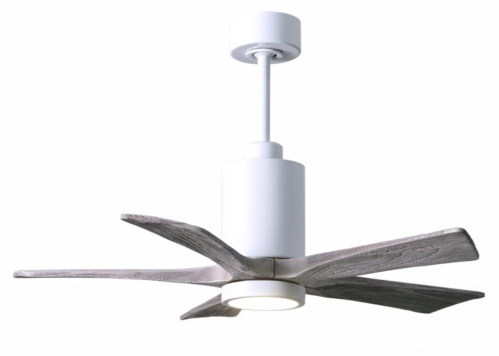 Patricia-5-42" Five Blade Ceiling Fan-5CCT Integrated LED-Gloss White Finish-Barn Wood Tone Blad
