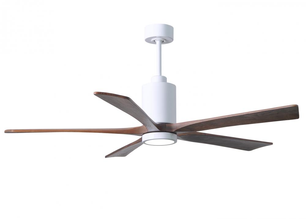 Patricia-5-60" Five Blade Ceiling Fan-5CCT Integrated LED-Gloss White Finish-Walnut Tone Blades