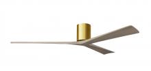 Matthews Fan Company IR3H-BRBR-GA-72 - Irene-3H - Three Blade Flush Mount Paddle Fan - 72" - Brushed Brass Finish - Gray Ash Tone Blade