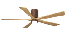 Matthews Fan Company IR5HLK-WN-LM-60 - Irene-5HLK-60" Five Blade Flush Mount Paddle Fan-5CCT Integrated LED -Gloss Walnut Tone Finish