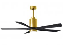 Matthews Fan Company PA5-BRBR-BK-60 - Patricia-5-60" Five Blade Ceiling Fan-5CCT Integrated LED-Brushed Brass Finish-Matte Black Blade