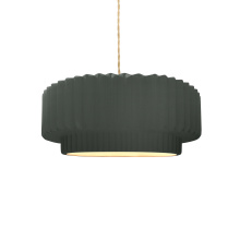 Justice Design Group CER-6550-PWGN-BRSS-BEIG-TWST - Small Tier Pleated 1-Light Pendant