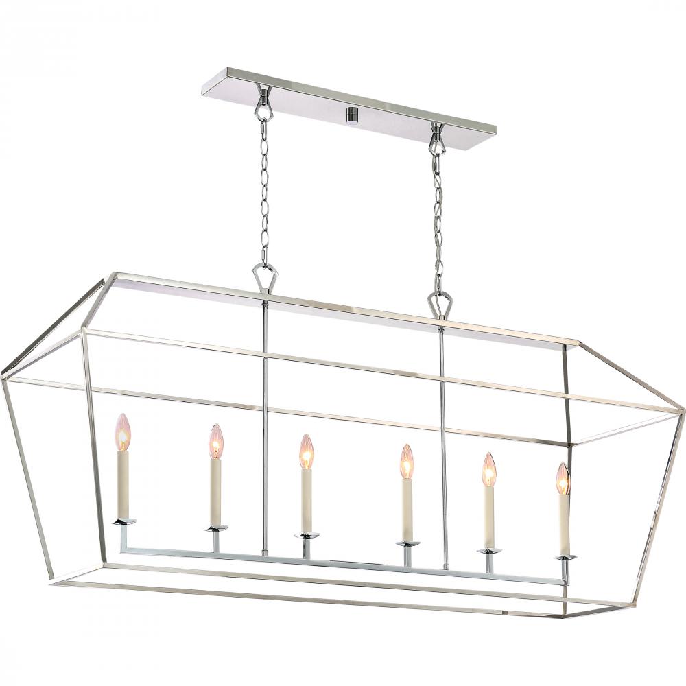 Aviary 6-Light Polished Nickel Linear Chandelier