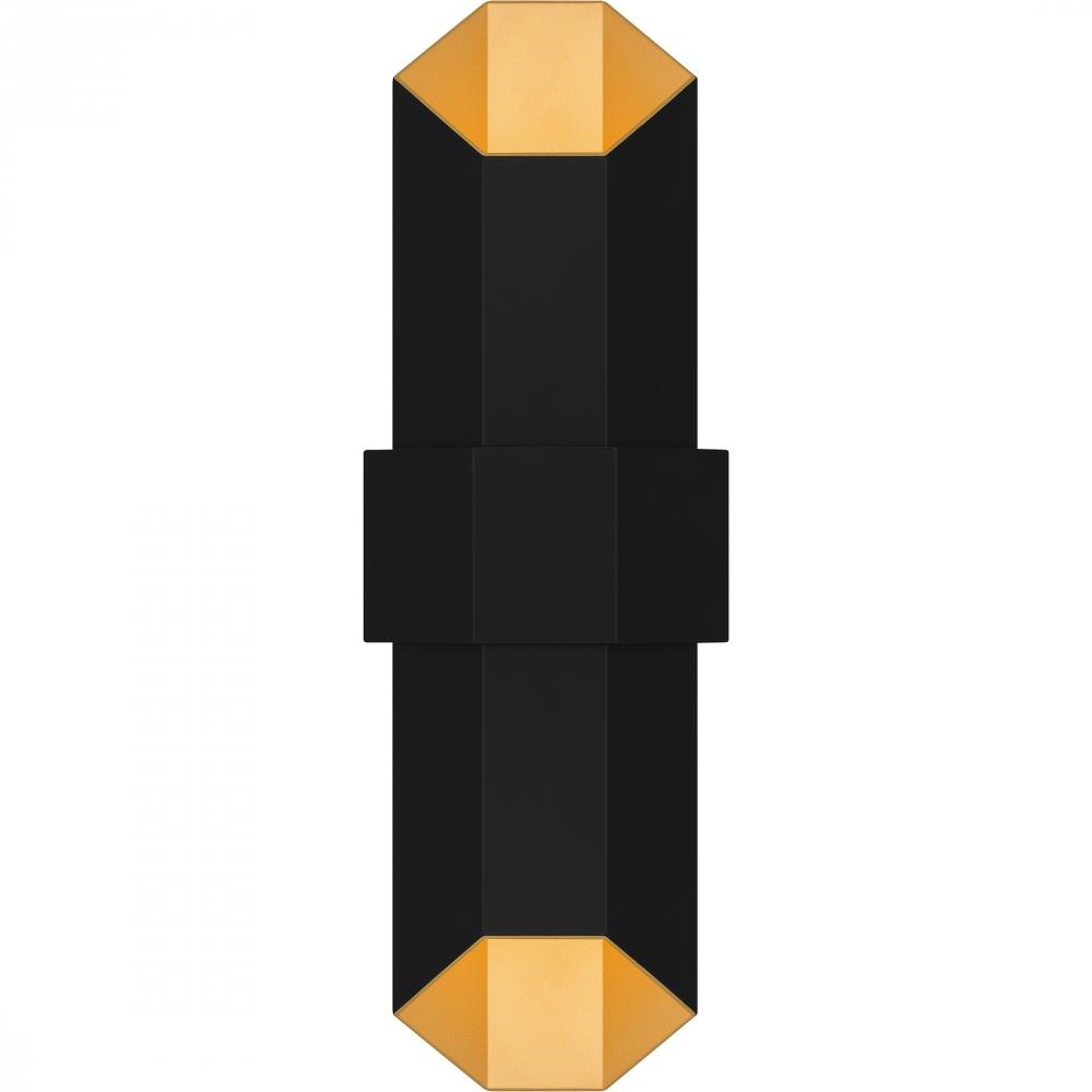 Chasm Integrated LED Matte Black Gold Outdoor Wall Lantern