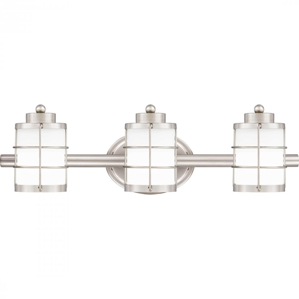 Hazlett 3-Light Brushed Nickel Vanity Light