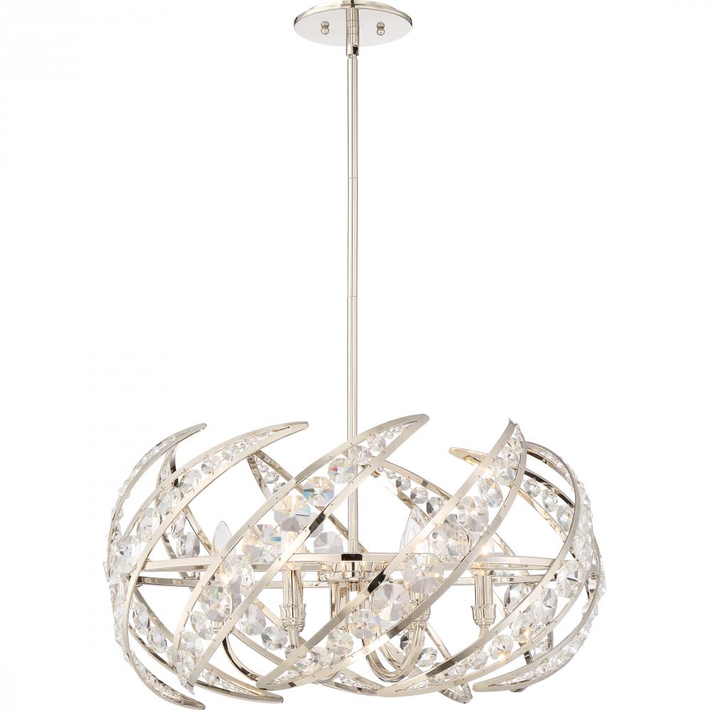 Crescent 6-Light Polished Nickel Pendant Light