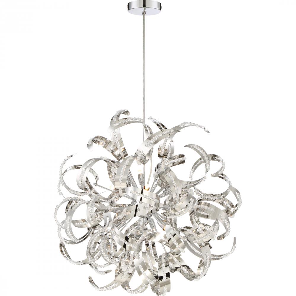 Ribbons 12-Light Crystal Chrome Pendant Light