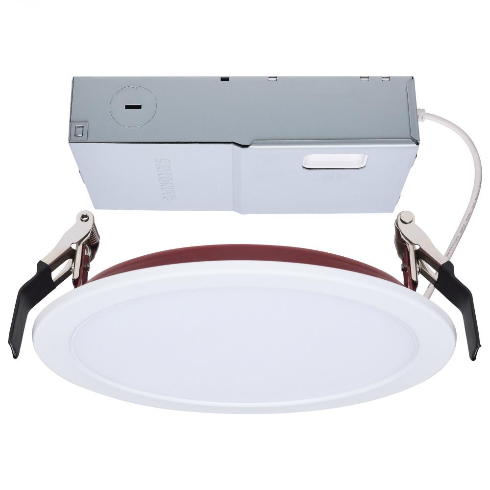 13 Watt LED; Fire Rated 6 Inch; Direct Wire Slim Fit Flat Face Downlight; Round Shape; White Finish;