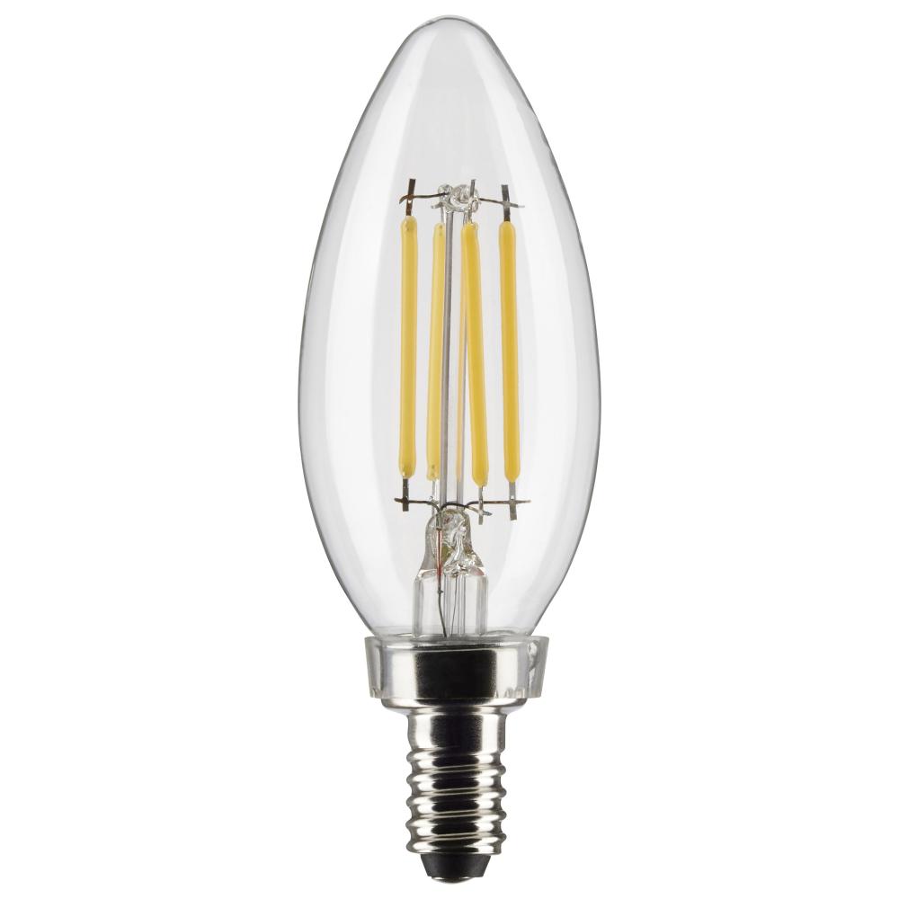 4 Watt B11 LED Filament; Clear; Candelabra base; 90 CRI; 4000K; 120 Volt