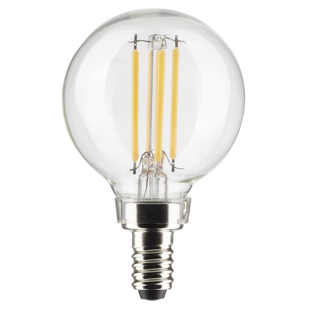 4 Watt G16.5 LED Filament; Clear; Candelabra Base; 3000K; 350 Lumens; 120 Volt; 2-Pack