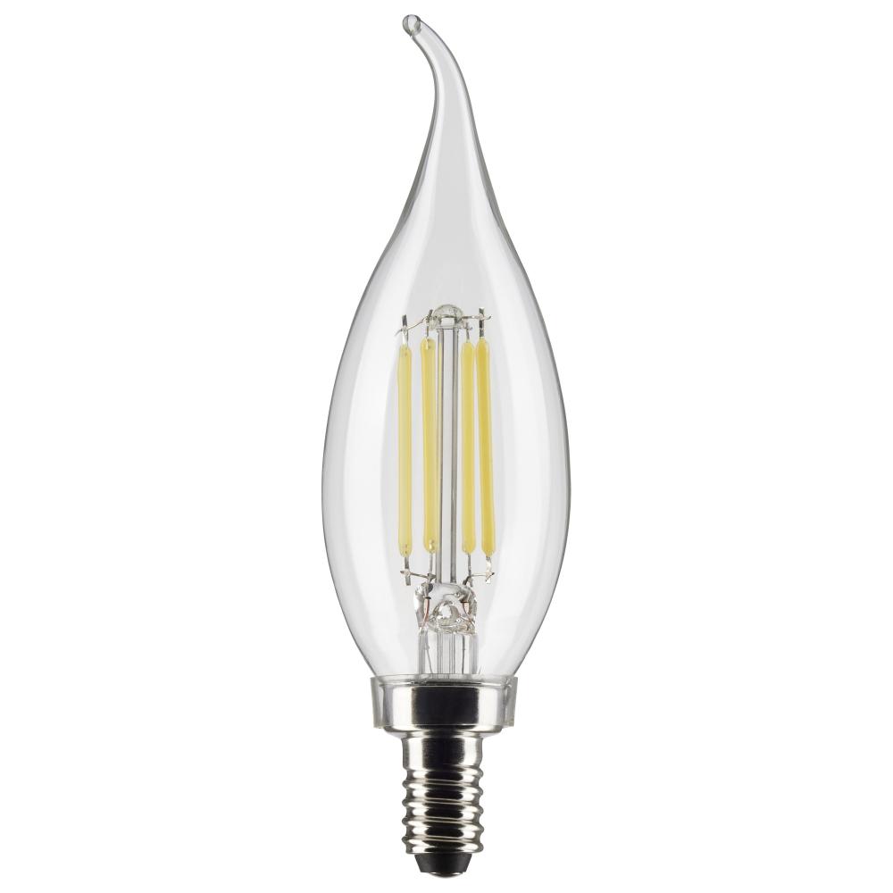 4 Watt CA10 LED Filament; Clear; Candelabra Base; 3000K; 350 Lumens; 120 Volt; 2-Pack