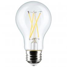Satco Products Inc. S12464 - 8 Watt A19 LED Filament; Clear; 4000K; Medium Base; 120 Volt; 4-Pack