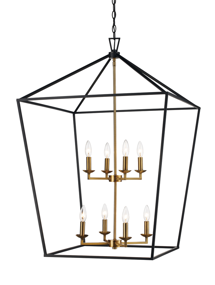 8LT PENDANT-XL-BIRD CAGE-BK/AG