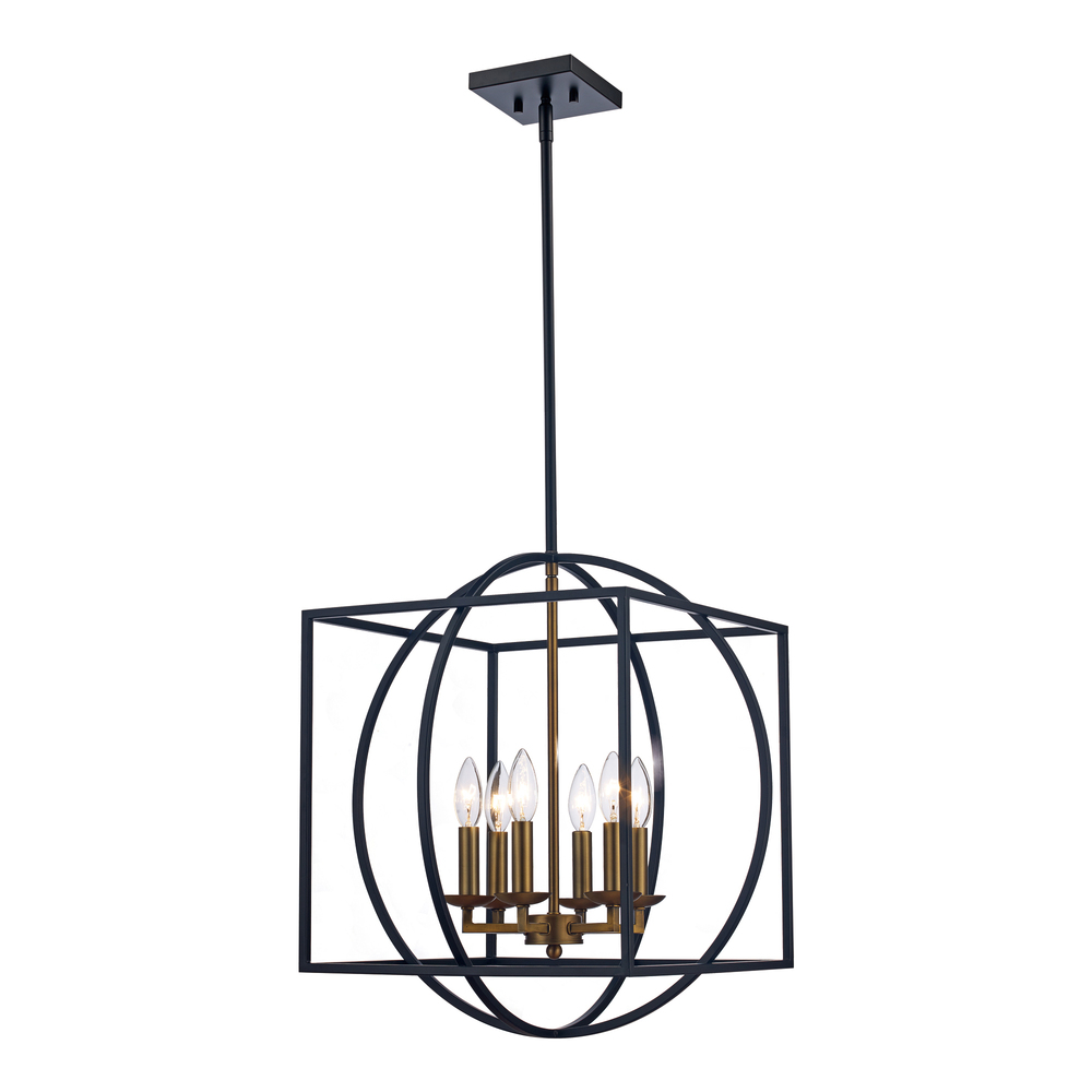 6LT CHANDELIER ZOEY CAGE-AG-BK