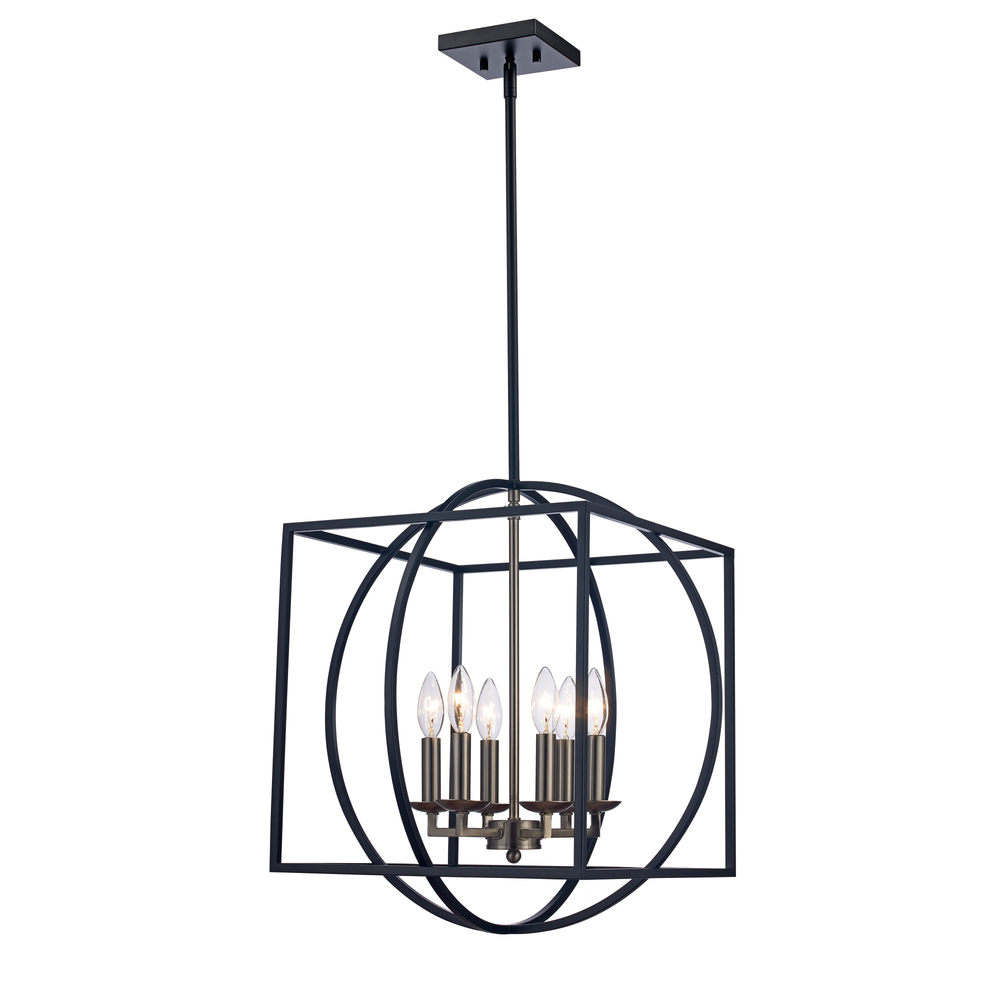 6LT CHANDELIER ZOEY CAGE-BN-BK