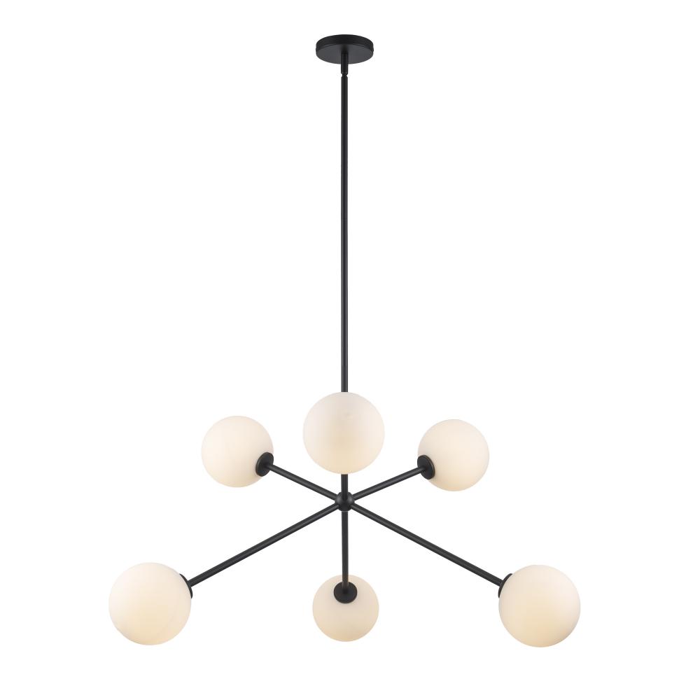 6LT CHANDELIER-GLOBES-BK
