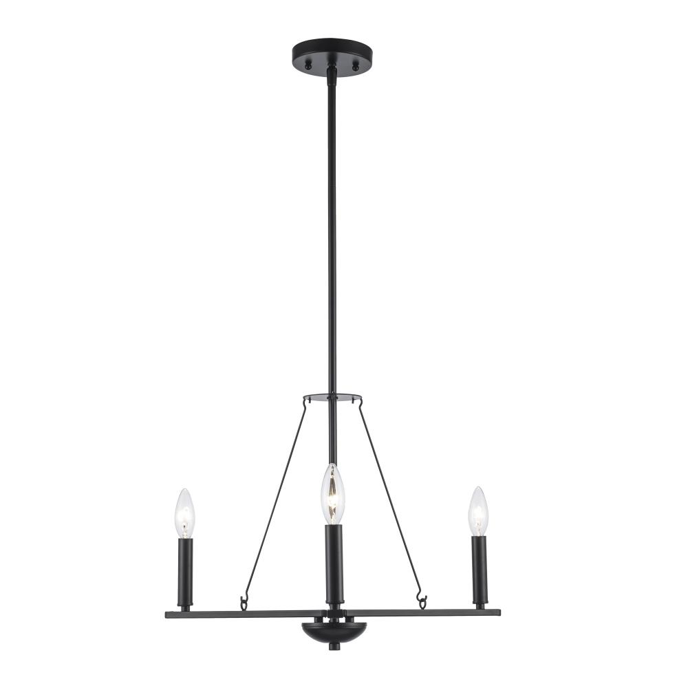 3LT CHANDELIER-THIN SPIRAL-BK