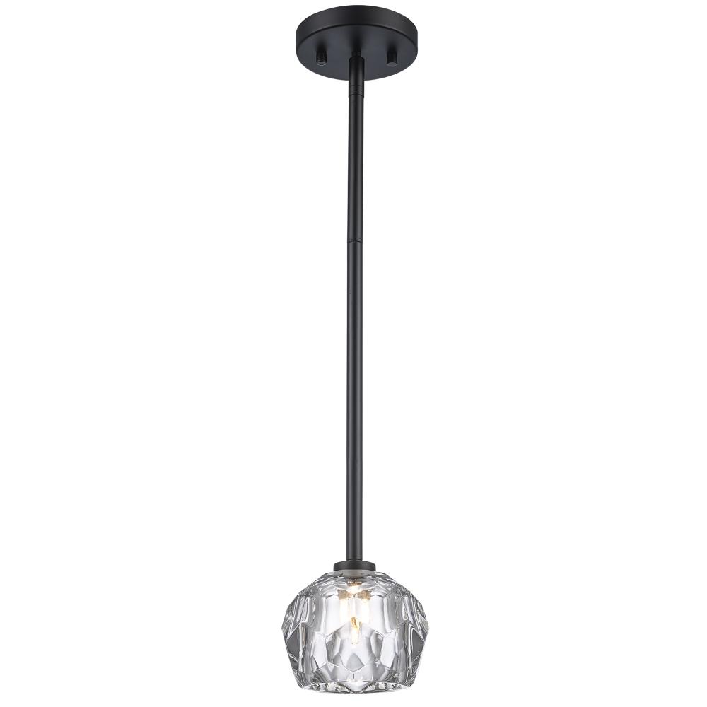 1LT PENDANT-CRYSTAL SHADE-BK