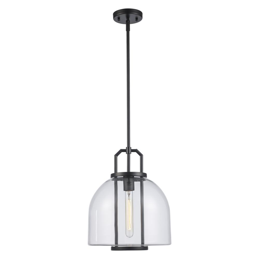 1LT PENDANT-GLASS DOME-M-BK