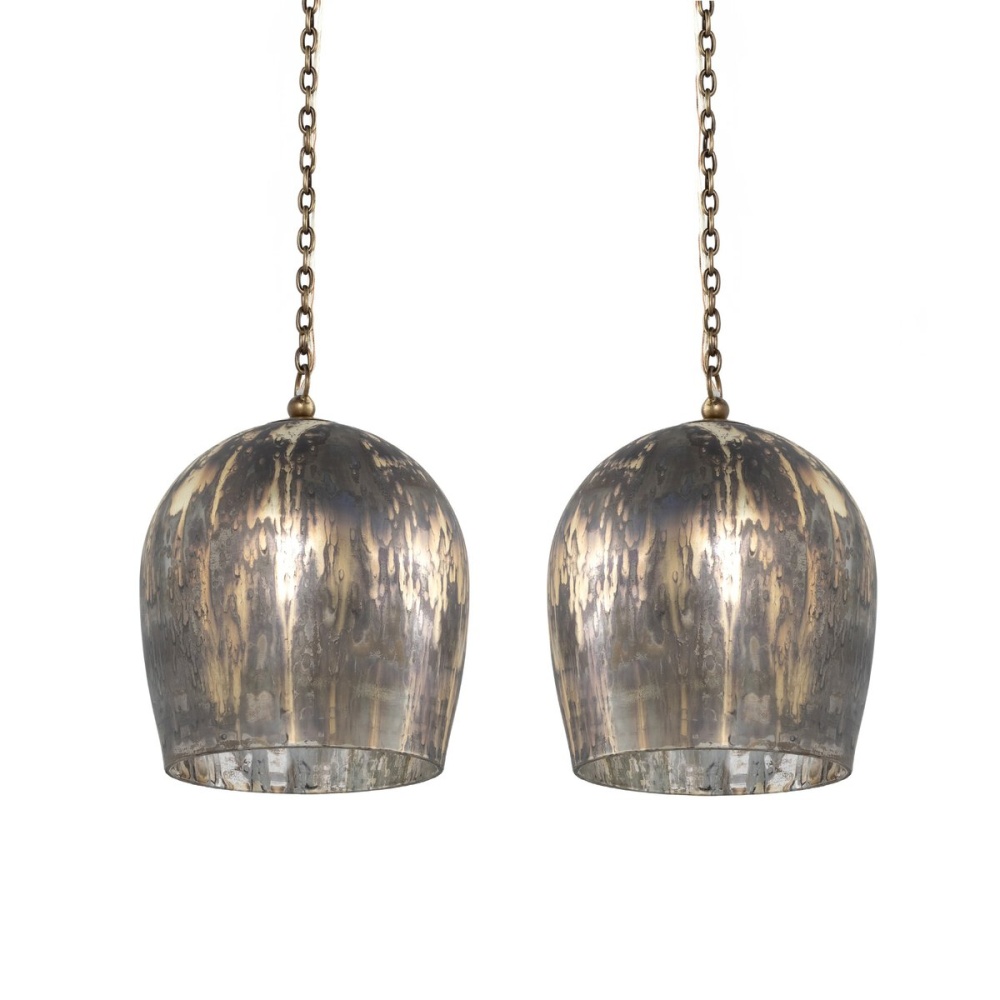 WOLFE - ANYA PENDANT DISTRESSED MERCURY GLASS SET OF 2