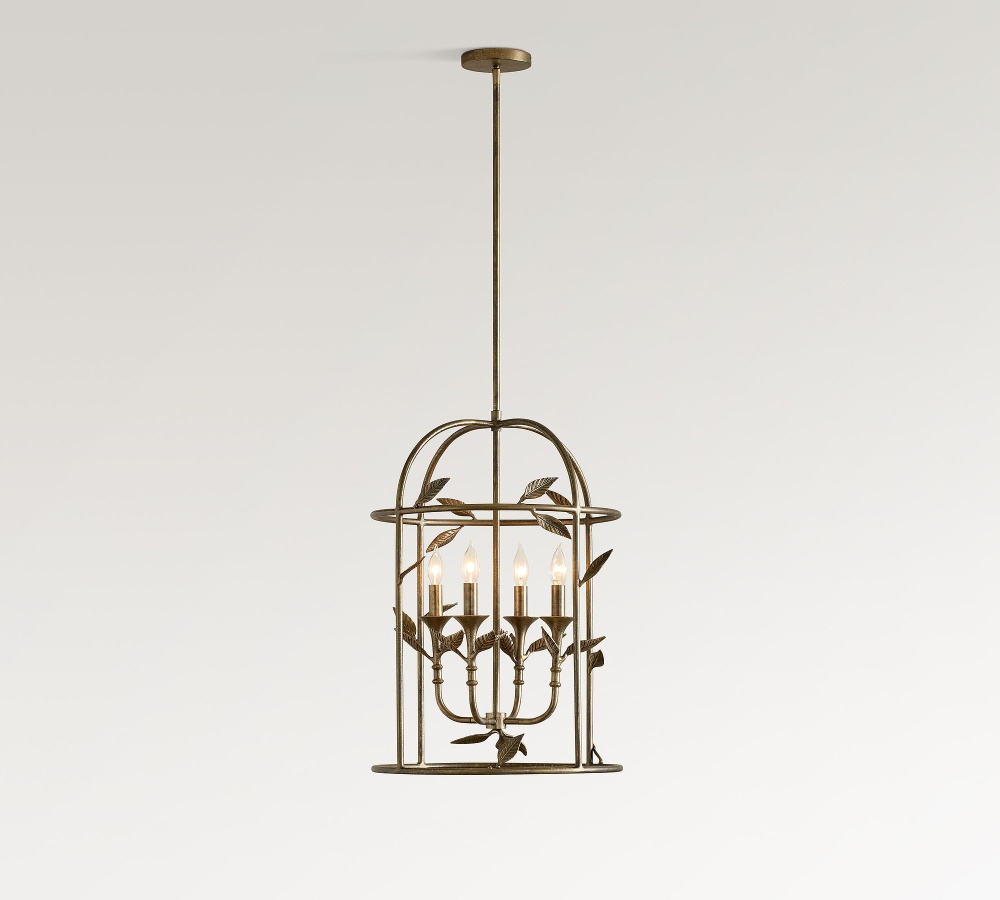 BOTANICAL FORGER IRON LANTERN PENDANT 20"