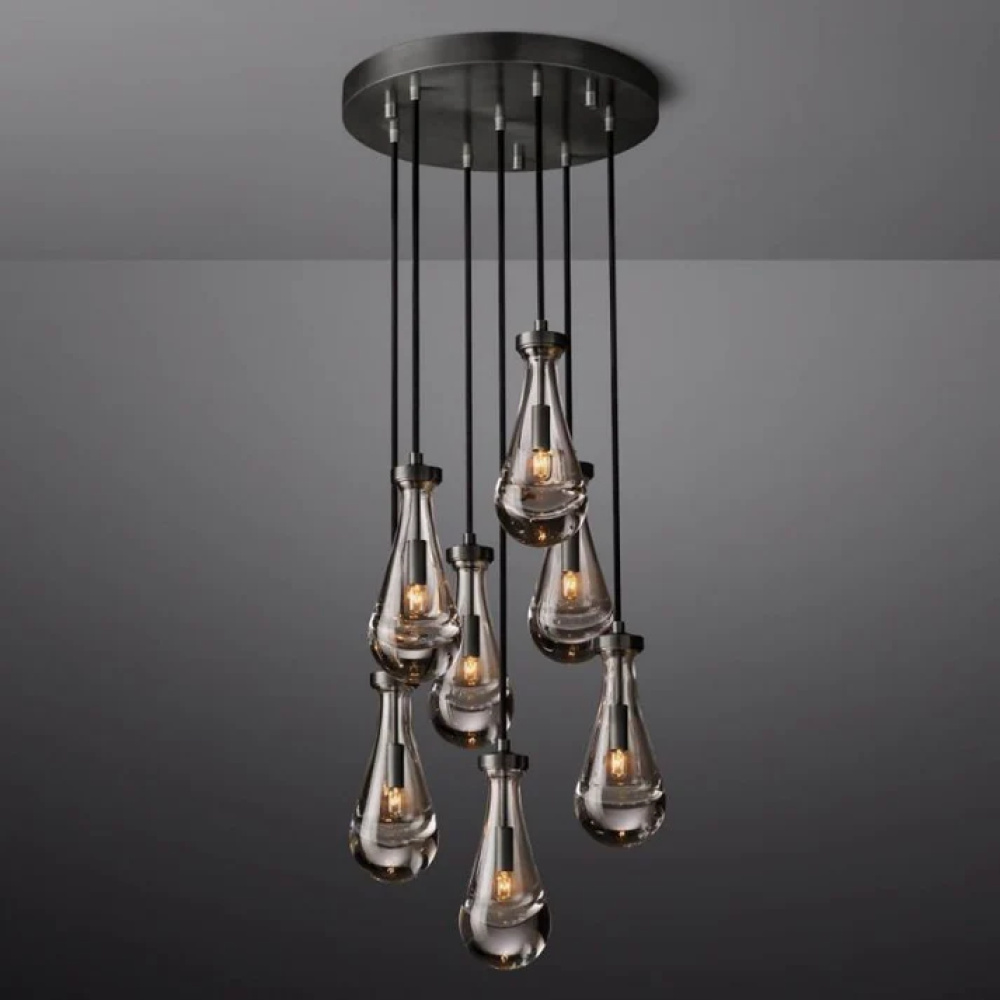 CAMELIA RAINDROP MODERN ROUND CHANDELIER 18" MATTE BLACK