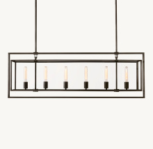 Wolfe Lighting & Accents Items KS-6LT54 - Benjamin Candlestick Glass Lantern Modern Rectangular Chandelier 54''