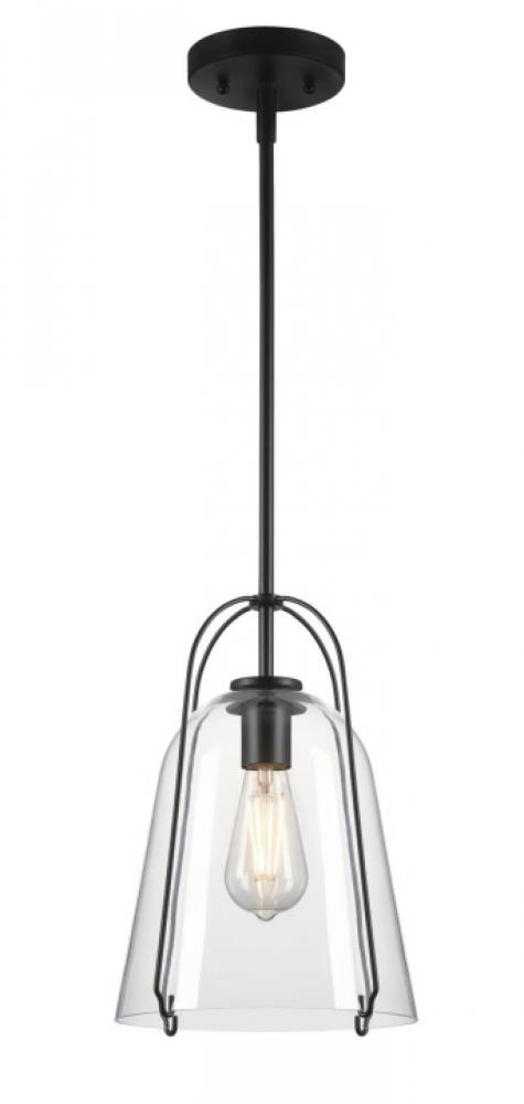 Pendant Matte Black Finish Clear Glass