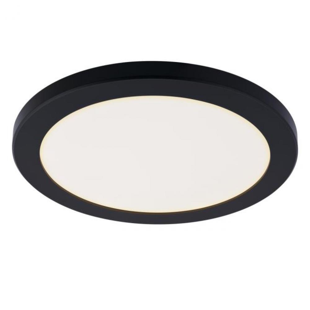 12 in. 22W LED Flush with Color Temperature Selection Black Finish White Acrylic Shade