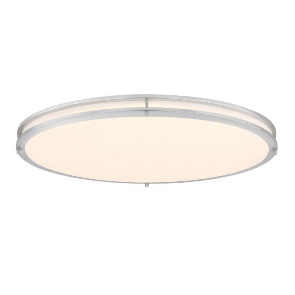 33 in. 40W LED Flush with Color Temperature Selection Brushed Nickel Finish Frosted Acrylic Shade