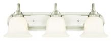 Westinghouse 6301500 - 3 Light Wall Fixture Brushed Nickel Finish White Opal Glass