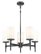 Westinghouse 6324700 - 5 Light Chandelier Distressed Aluminum Finish White Opal Glass