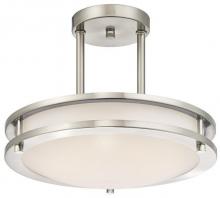 Westinghouse 6400900 - 12 in. 15W LED Semi-Flush Brushed Nickel Finish White Acrylic Shade