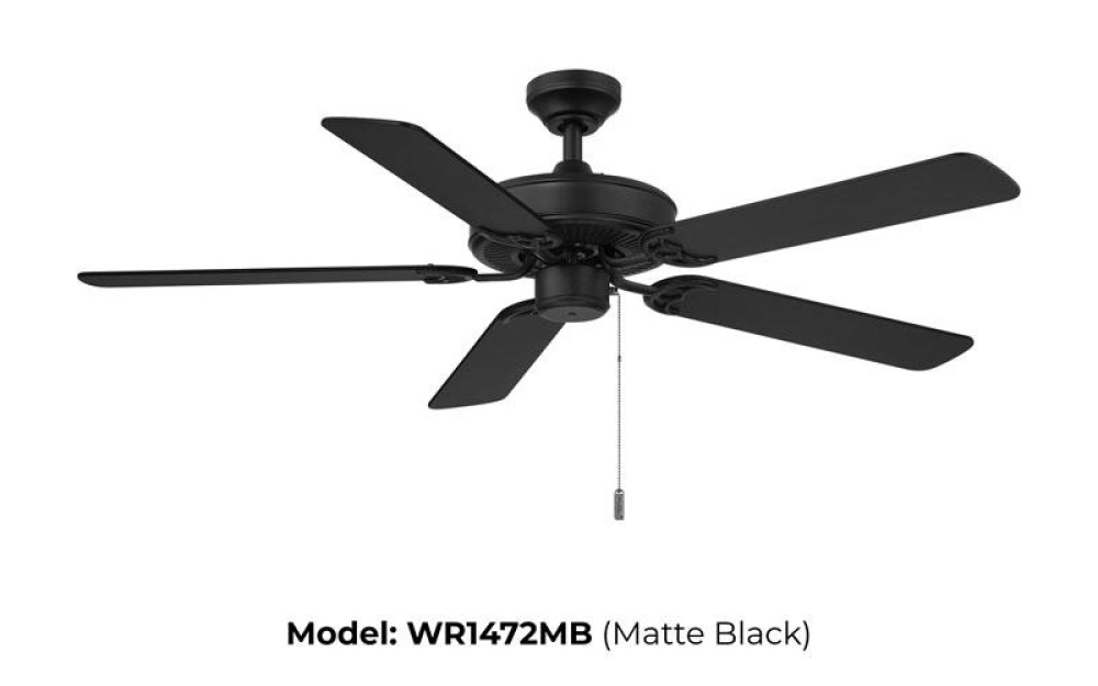 Dalton Matte Black  52" Ceiling Fan