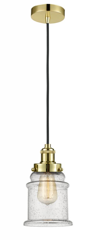 Edison - 1 Light - 8 inch - Gold - Cord hung - Mini Pendant