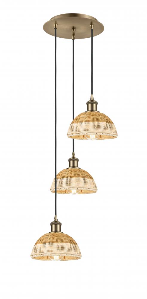 Bristol Natural II - 3 Light - 14 inch - Antique Brass - Cord Hung - Multi Pendant