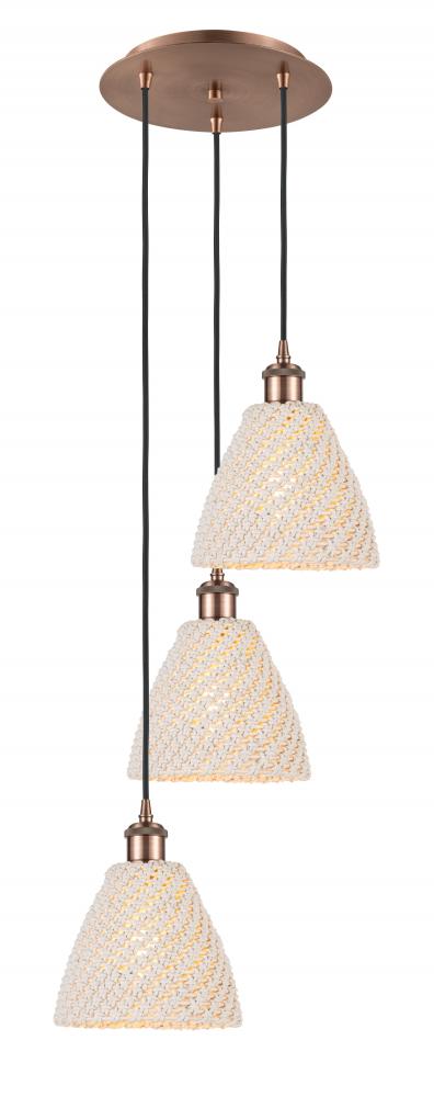 Bristol Natural - 3 Light - 15 inch - Antique Copper - Cord hung - Multi Pendant