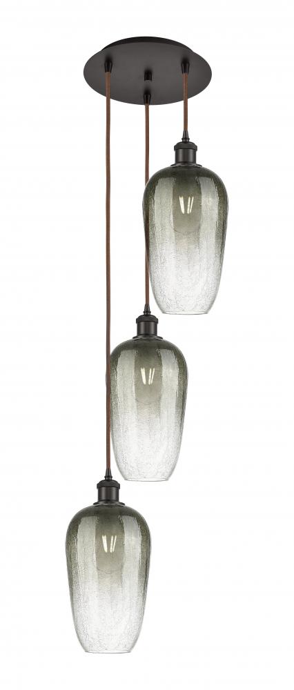 Brookhaven Flute - 3 Light - 14 inch - Oil Rubbed Bronze - Cord Hung - Multi Pendant