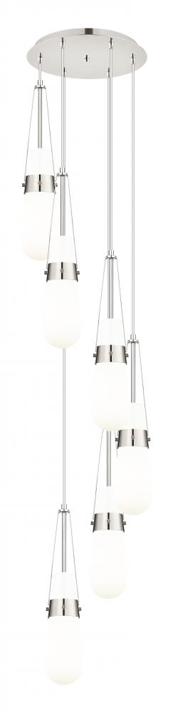 Milan - 6 Light - 15 inch - Polished Nickel - Multi Pendant