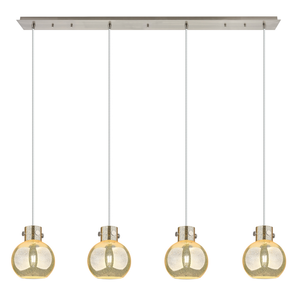 Newton Sphere - 4 Light - 52 inch - Brushed Satin Nickel - Cord hung - Linear Pendant