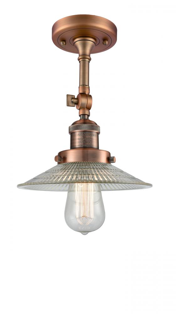 Halophane - 1 Light - 9 inch - Antique Copper - Adjustable Semi-Flush Mount