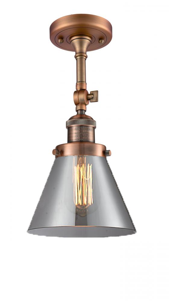 Cone - 1 Light - 8 inch - Antique Copper - Adjustable Semi-Flush Mount