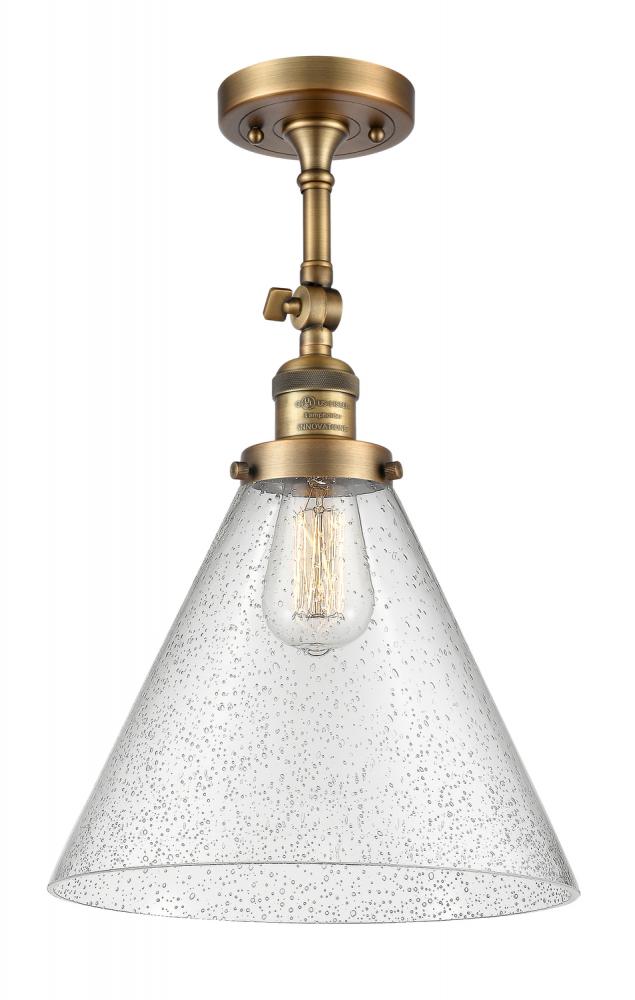 Cone - 1 Light - 12 inch - Brushed Brass - Adjustable Semi-Flush Mount