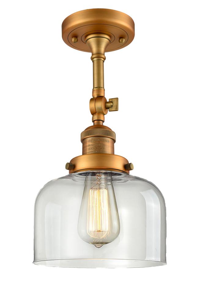 Bell - 1 Light - 8 inch - Brushed Brass - Adjustable Semi-Flush Mount