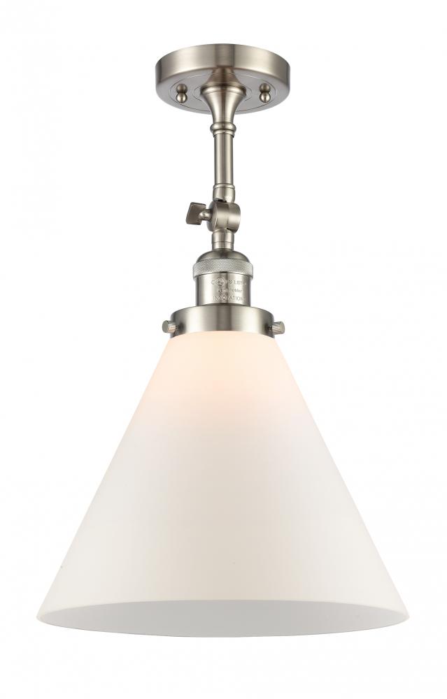 Cone - 1 Light - 12 inch - Brushed Satin Nickel - Adjustable Semi-Flush Mount