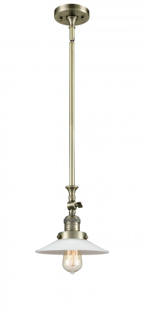 Halophane - 1 Light - 9 inch - Antique Brass - Stem Hung - Adjustable Mini Pendant