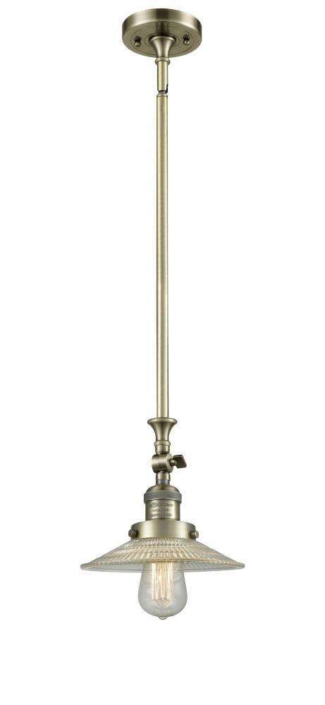 Halophane - 1 Light - 9 inch - Antique Brass - Stem Hung - Adjustable Mini Pendant