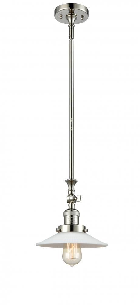 Halophane - 1 Light - 9 inch - Polished Nickel - Stem Hung - Adjustable Mini Pendant