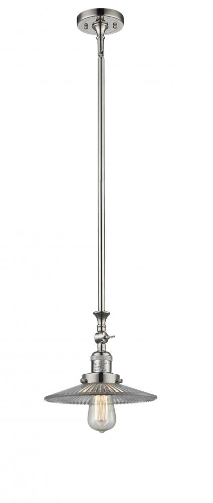 Halophane - 1 Light - 9 inch - Polished Nickel - Stem Hung - Adjustable Mini Pendant