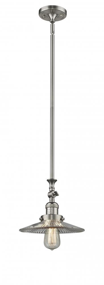 Halophane - 1 Light - 9 inch - Brushed Satin Nickel - Stem Hung - Adjustable Mini Pendant